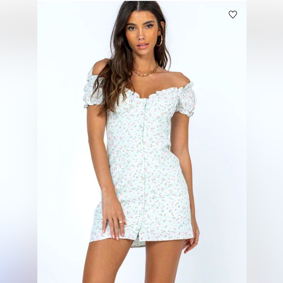 NWT Princess Polly Donna Mini Dress 4 Floral Off Shoulder Puff Sleeve Coquette - Picture 3 of 13